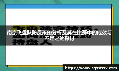 南京飞盘队防反策略分析及其在比赛中的成效与不足之处探讨